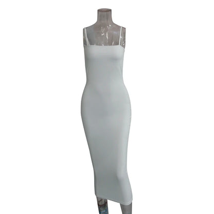 Dam Axelbandsklänning Midi – Sexig Bodycon med Öppen Rygg, Clubwear för Sommar, S–L