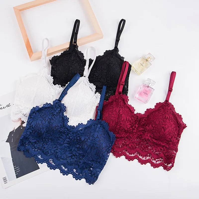 Women's Sling Bra Summer Thin Lace Beautiful Back Bra Small Chest Gather Up Support Bra Without Rods Fashion Vacation Underwear