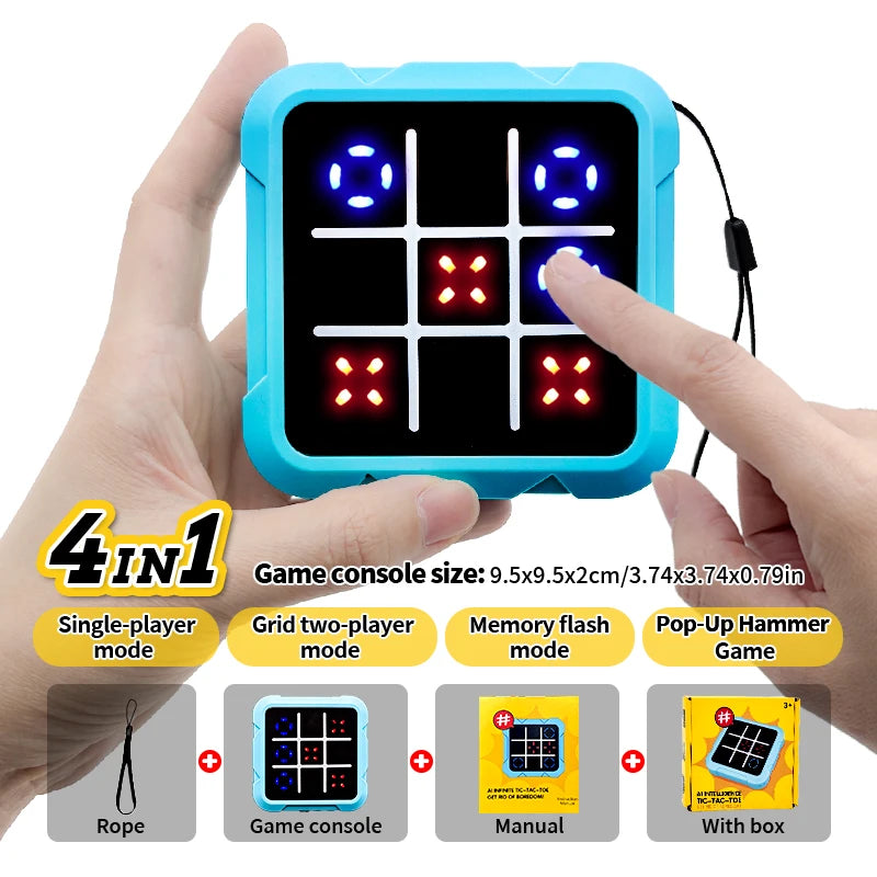Handheld Electronic Tic Tac Toe Game Portable Logic Board Game for Kids Adults Travel Brain Training Two Player Thinking Toy