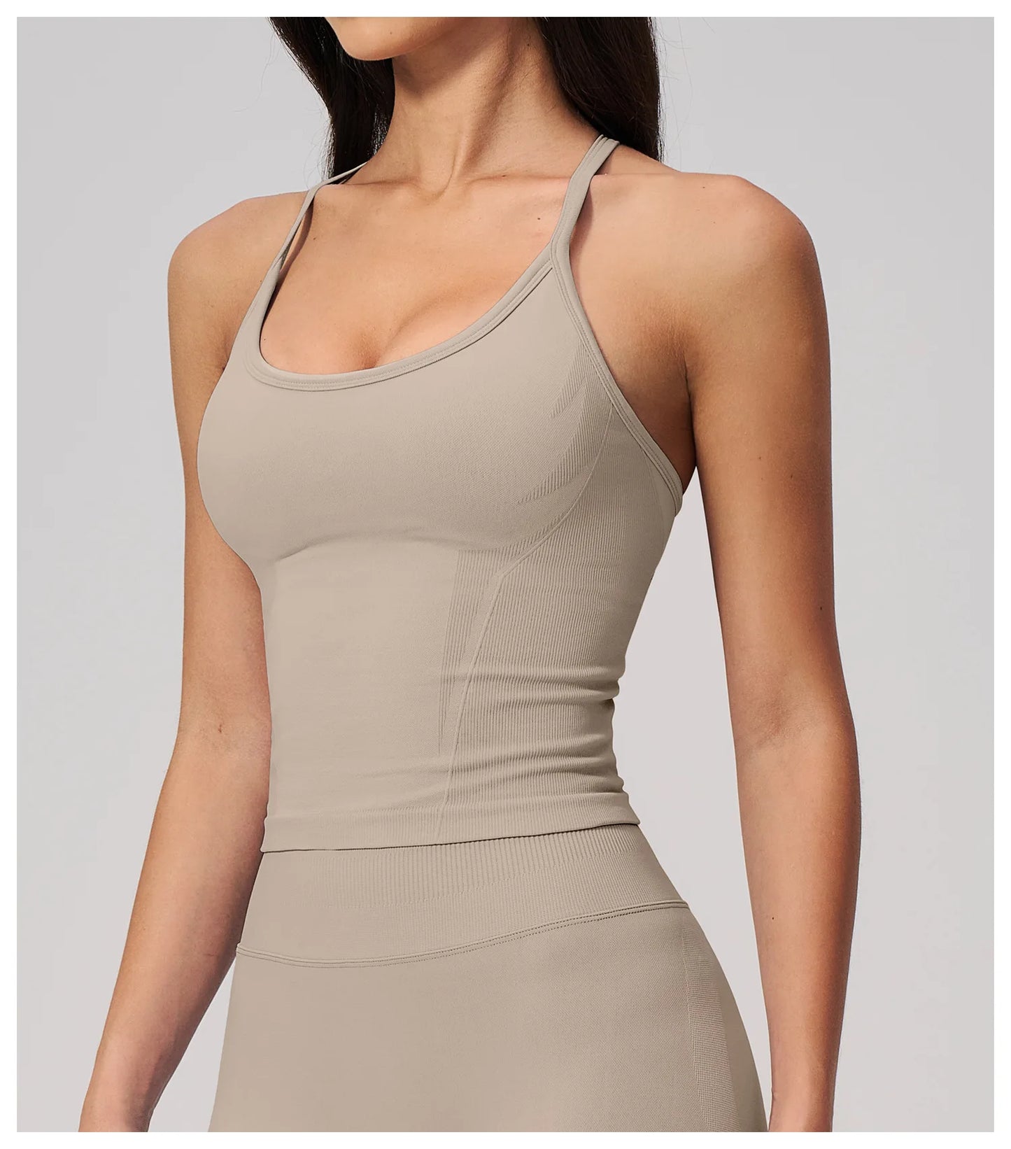 Summer New Yoga Vest Women Workout Crop Tops Cross Back Strap Fitness Bra Shockproof Sports Halter Workout Bra Push Up Yoga Vest