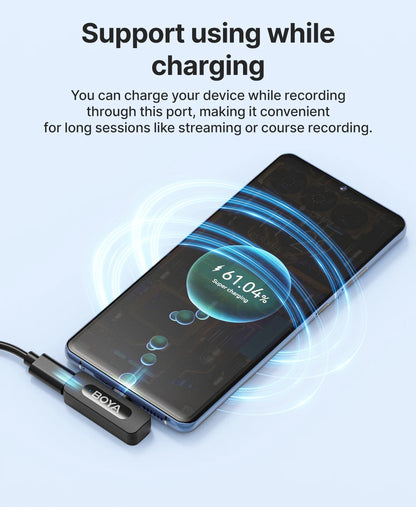 BOYA BY-V3 Wireless Lavalier Lapel Mirophone Noise-cancelling Rechargeable Mic for iPhone Android Camera Live Streaming Vlogging