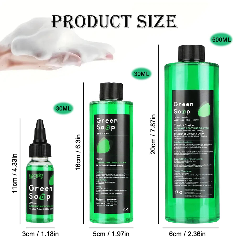 Ultra Concentrated Green Soap Tattoo Foaming Bottle – Tattoo Supplies for Tattoos, Piercings, Skin and Equipment Cleaning