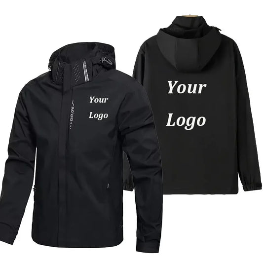 Men's Women's Outdoor Sports Windproof Jacket with Waterproof Spring/Autumn Hiking Coat with Hood Raincoa Customized logo