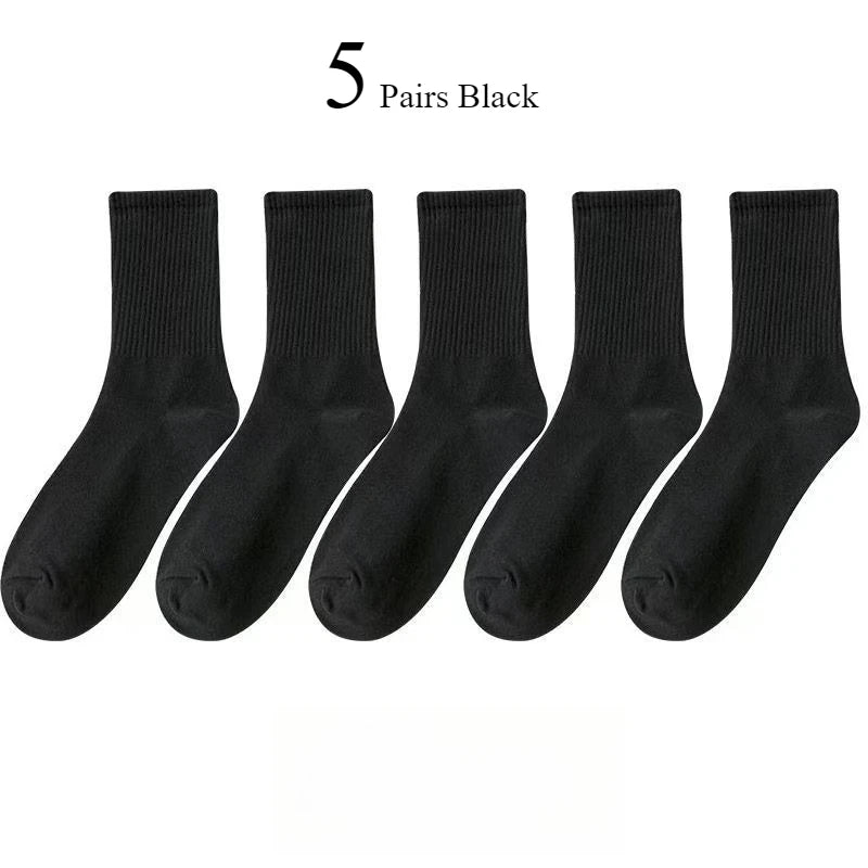 1/510 Pairs Women Solid Color Socks Simple Versatile Fashionable Socks Antibacterial Odor Resistant Breathable Comfortable Socks