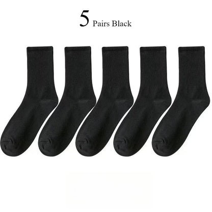 1/510 Pairs Women Solid Color Socks Simple Versatile Fashionable Socks Antibacterial Odor Resistant Breathable Comfortable Socks