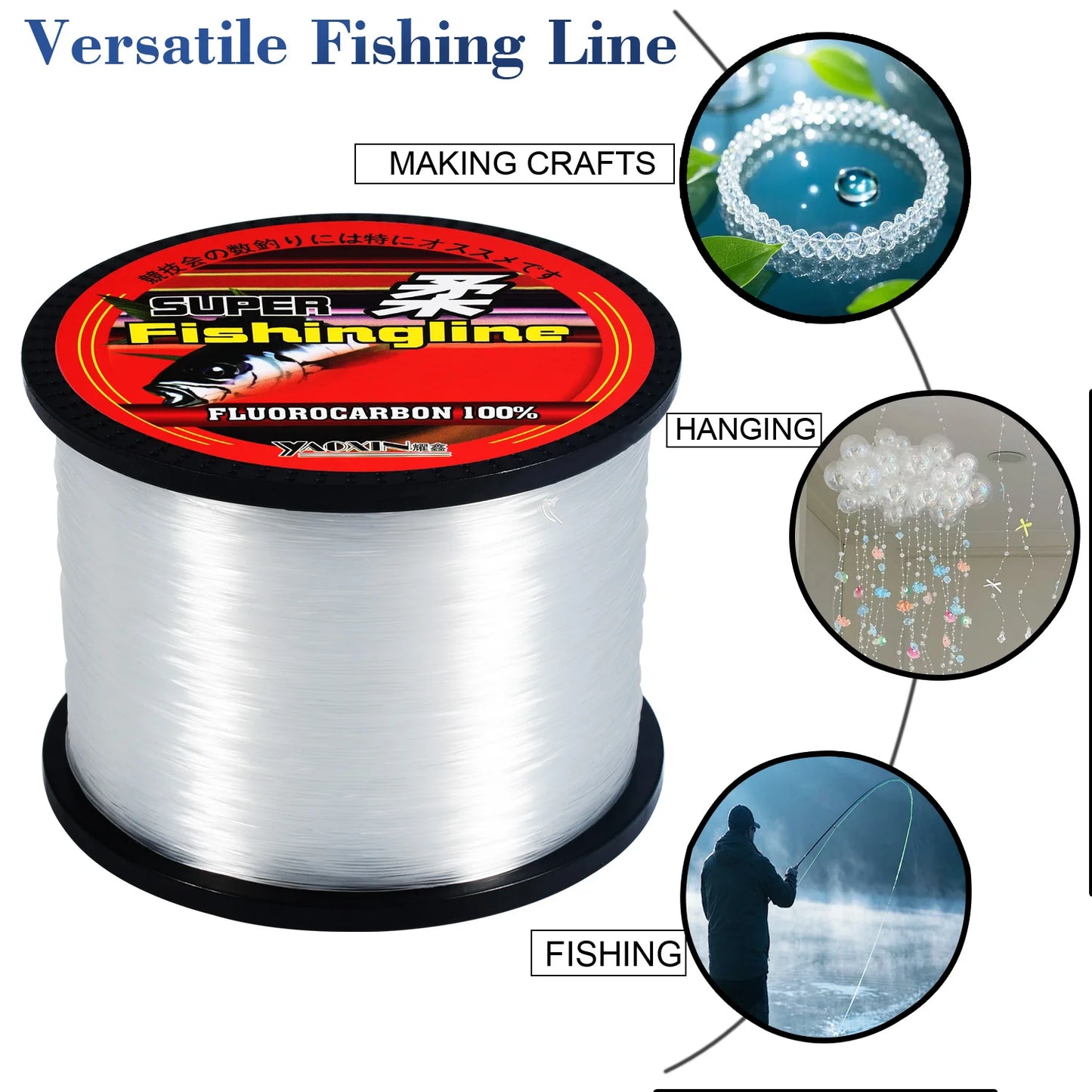 1000M-1093YDS Strong and Smooth Monofilament Fishing Line 5LB-42LB Fluorocarbon Coated Nylon for Freshwater and Saltwater Pesca