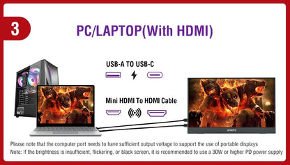 Anmite A160W04H 16" Portabel Monitor 165Hz 1920x1200 IPS – 100% sRGB HDR10 AMD FreeSync Pro USB-C HDMI VESA Högtalare EU-lager