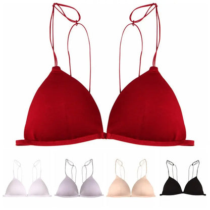 Breathable Triangle Bras for Women Beauty Back Thin Strape French Style Bra Solid Color Lingerie Deep V Bralette Party