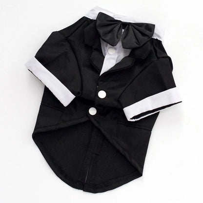 Dog Suit with Bow Tie Pet Tuxedo for Small Dogs Cats Formal Cat Clothes Puppy Outfits Pet Costume for Wedding Birthday Halloween
