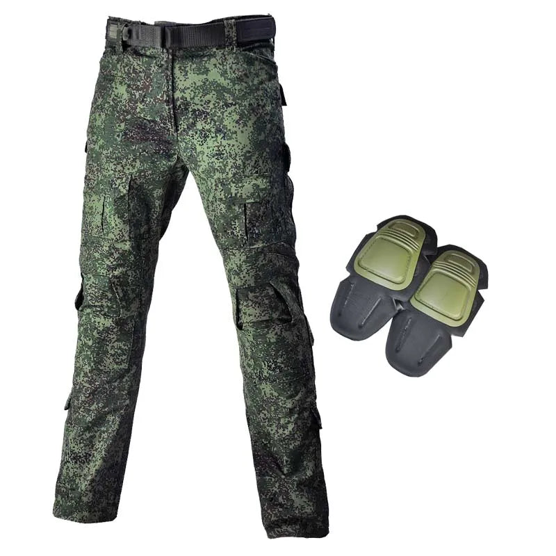 Multicam Tactical Pants +Pads Men Combat Trousers Work Camo Hunting Clothes Multi-pocket Breathable Wear-resisting Cargo Pants