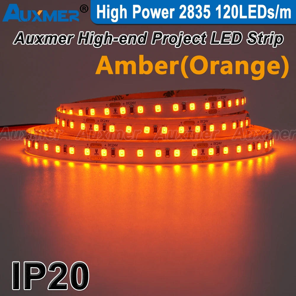 High Power 2835 LED Strip Lights,Mono Color,120LEDs/m 240LEDs/m,CRI＞95/90,3SDCM,Super Bright Flex LED DC12/24V,5m/reel,IP20