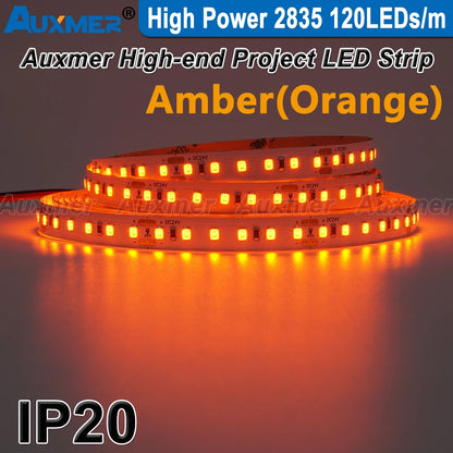 High Power 2835 LED Strip Lights,Mono Color,120LEDs/m 240LEDs/m,CRI＞95/90,3SDCM,Super Bright Flex LED DC12/24V,5m/reel,IP20