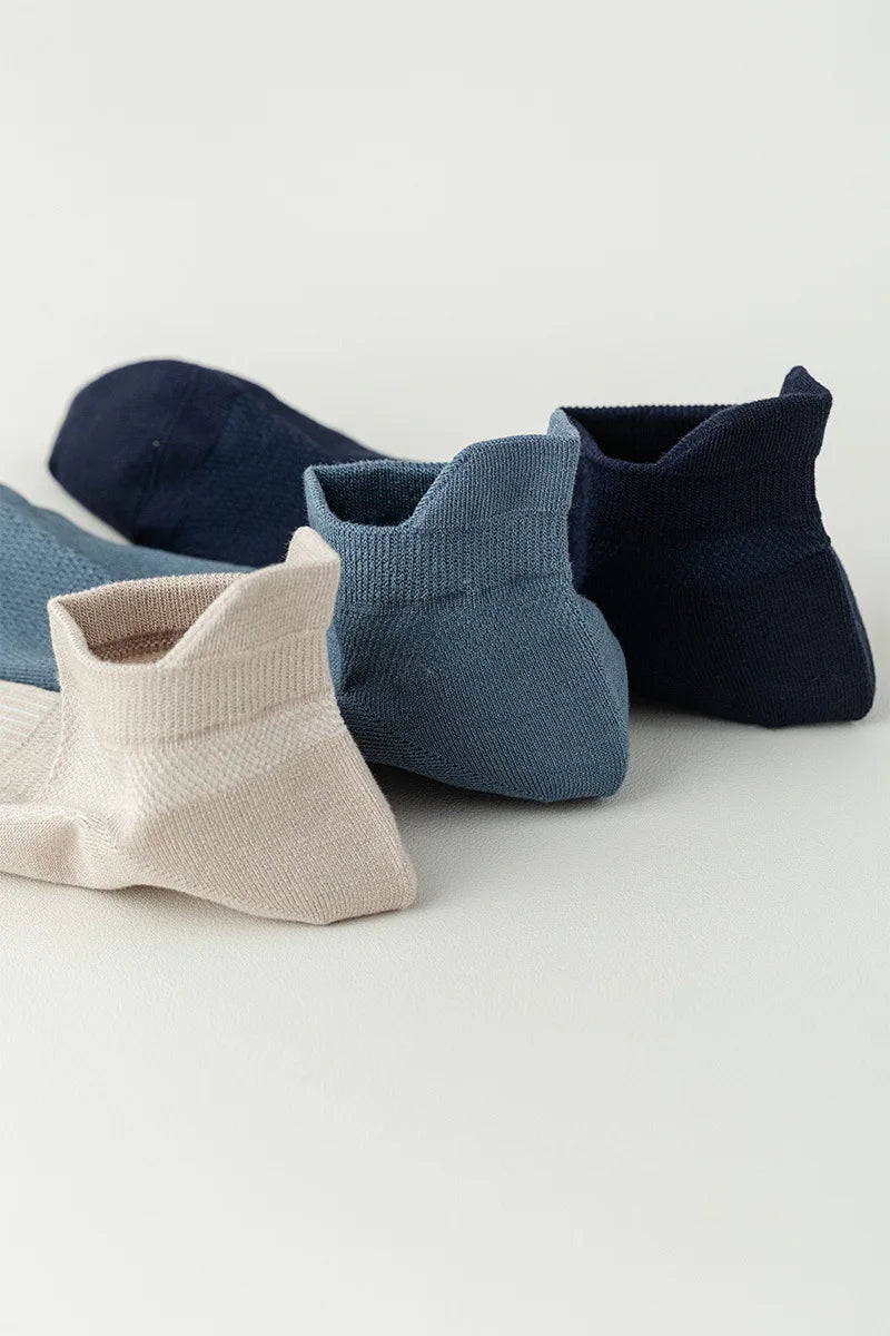 High Quality 5Pairs/Lot Men's Bamboo Fiber Socks Hand Link Short Mesh Breathable Ankle Socks Summer Male Socks