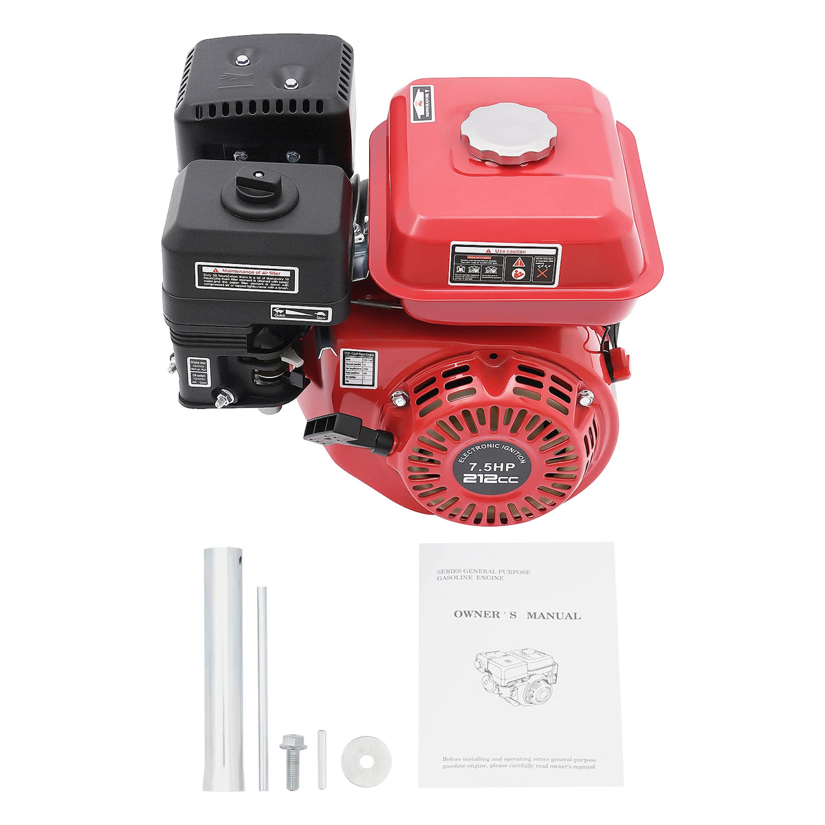 212cc 4,0kW 7,5hk luftkyld bensinmotor, 3600 varv/min snörnstart bensinmotor
