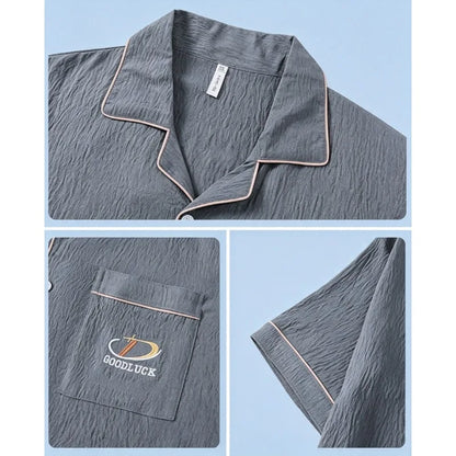 Men's Korean‑Style Fashion 3‑Piece Pajama Set, Versatile Stylish‑Design Lightweight Loungewear, Simple Handsome Casual Homewear