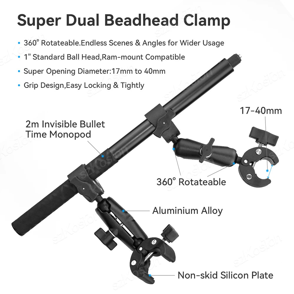 For Insta 360 X5 X4 X3 GO 3S Motorcycle Bicycle Clip Bracket for GoPro 13 12 11 DJI Action 6 Bike Selfie Stick Camera Accessory