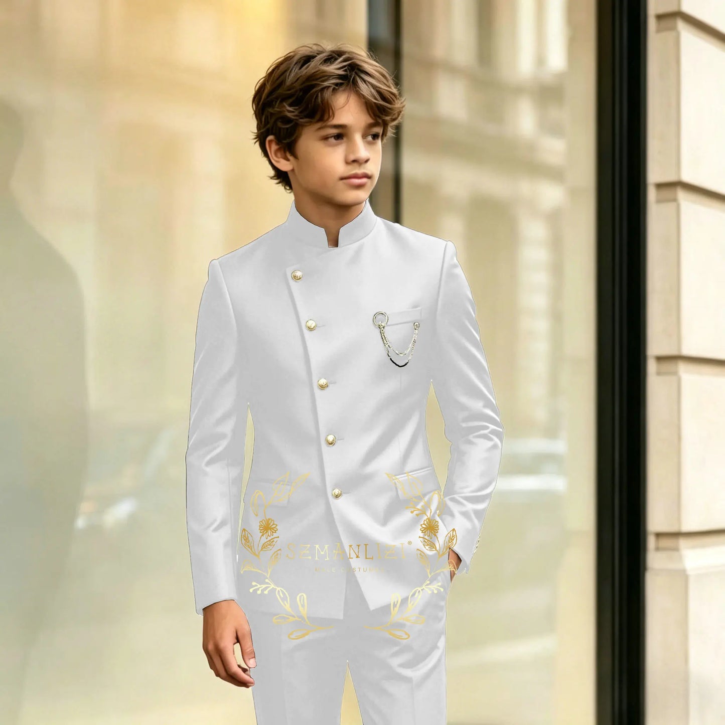 Indian Style Black Child Boy Dinner Tuxedos Little Kids Costume Wedding Party Prom Pants Suits Birthday Wear 2 Pieces Customized