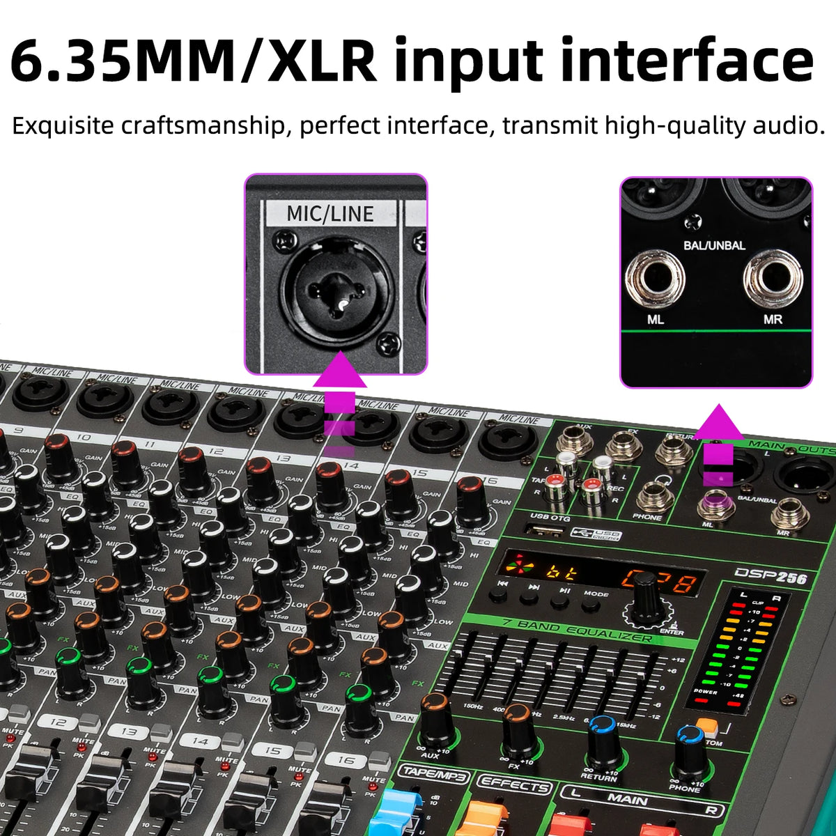 Depusheng MG16 16-kanals ljudmixer med USB och Bluetooth