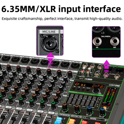 Depusheng MG16 16-kanals ljudmixer med USB och Bluetooth