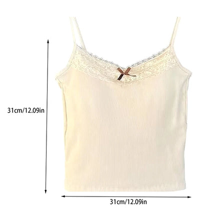 Coquette Y2k Crop Top Summer Lace Tank Top Women Cropped Cute Camis Sexy White Crop Tops Female Korean Sleeveless Black Vest