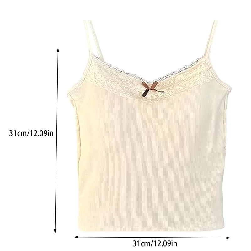 Dam Coquette Y2K Spets Crop Top – Ärmlös Koreansk Stil Sommar Linne Sexig Kawaii, 10 Färger One Size
