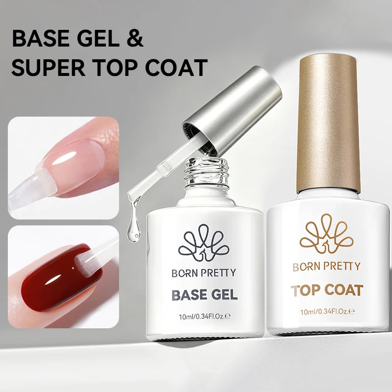 BORN PRETTY 1/2/4Pcs Base Gel Top Coat Clear Gel Nail Polish Kit Soak Off UV LED Functional Varnish Semi Permanent DIY Manicure