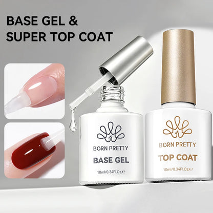 BORN PRETTY 1/2/4Pcs Base Gel Top Coat Clear Gel Nail Polish Kit Soak Off UV LED Functional Varnish Semi Permanent DIY Manicure
