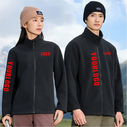 Custom Men Women's Fleece Thermal Hiking Jacket Outdoor Sports Climbing Trekking Camping Windbreaker Warm Coat For Men ﻿