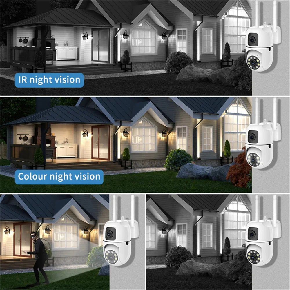8MP Wifi Wireless Security Surveillance PTZ Camera 2 Lens 8X Zoom Camera 5MP Tracking Two-way Audio Night Color Pet Baby Monitor
