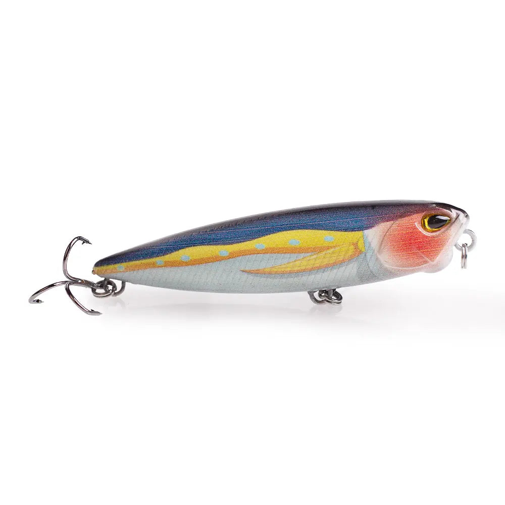 Hanlin Popper 6.5cm/2.56in/5.5g Topwater Baits Walk The Dog Rattle Wobble Fishing Lures Floating Hard Plastic Bass Tackle