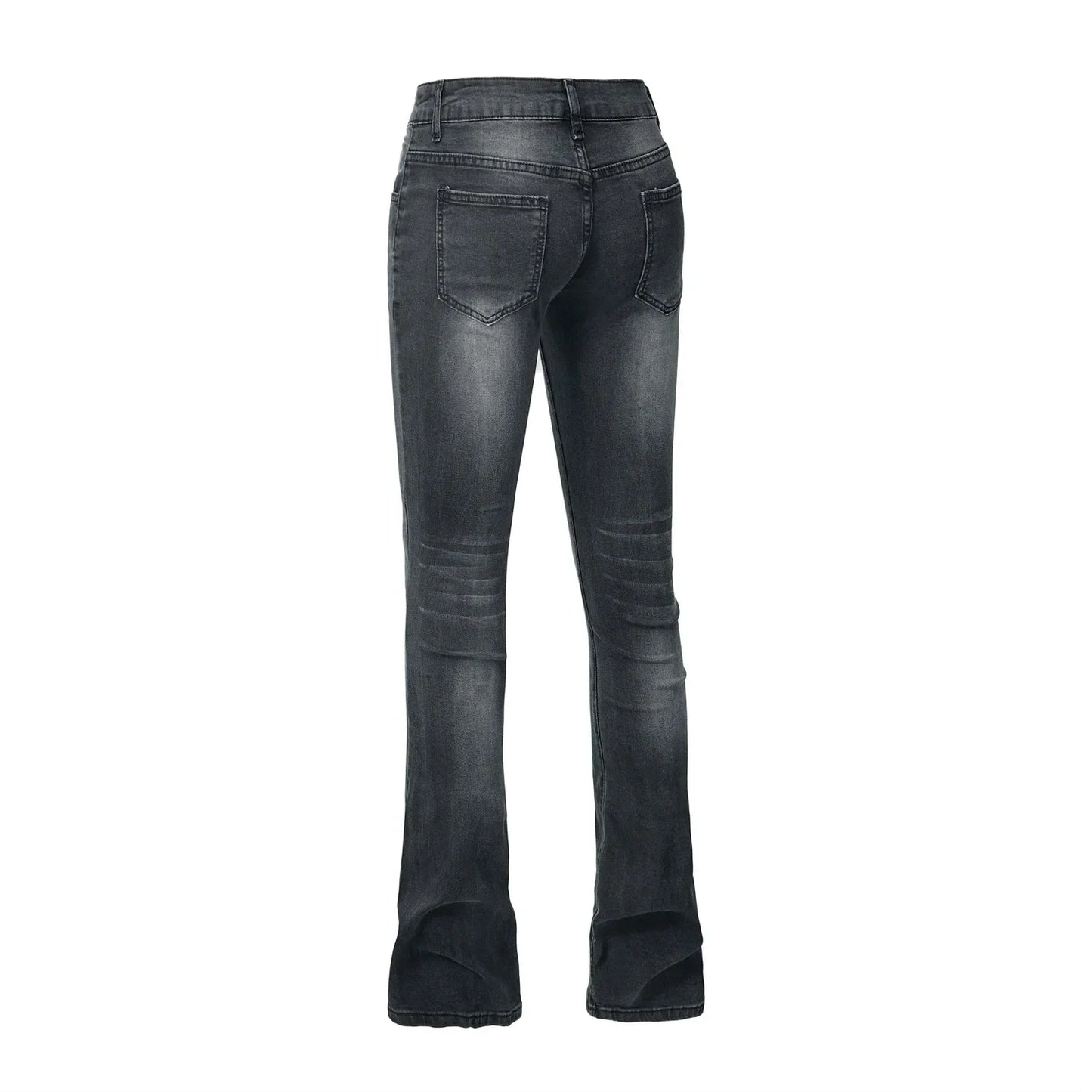 Flare Pants Jeans for Women Vintage Denims Stretch Mid Waist Washed Distressed Pockets Boot Cut 2025 Streetwear Skinny Trousers