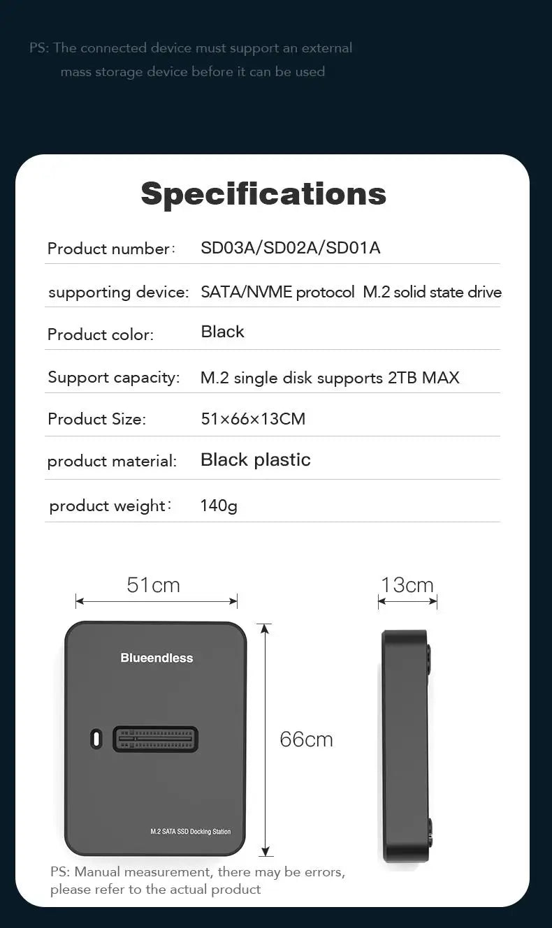 External SSD Hard Disk M.2 SSD Enclosure 10G Reading Writing Speed SSD Case For M.2 NVME SATA SSD Docking Station Plug and play