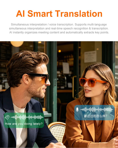 Lenovo Smart Glasses AI Translation 8MP HD Camera 8K Shooting Image Bluetooth Call Video Record Music Smart Motorcycle Glasses