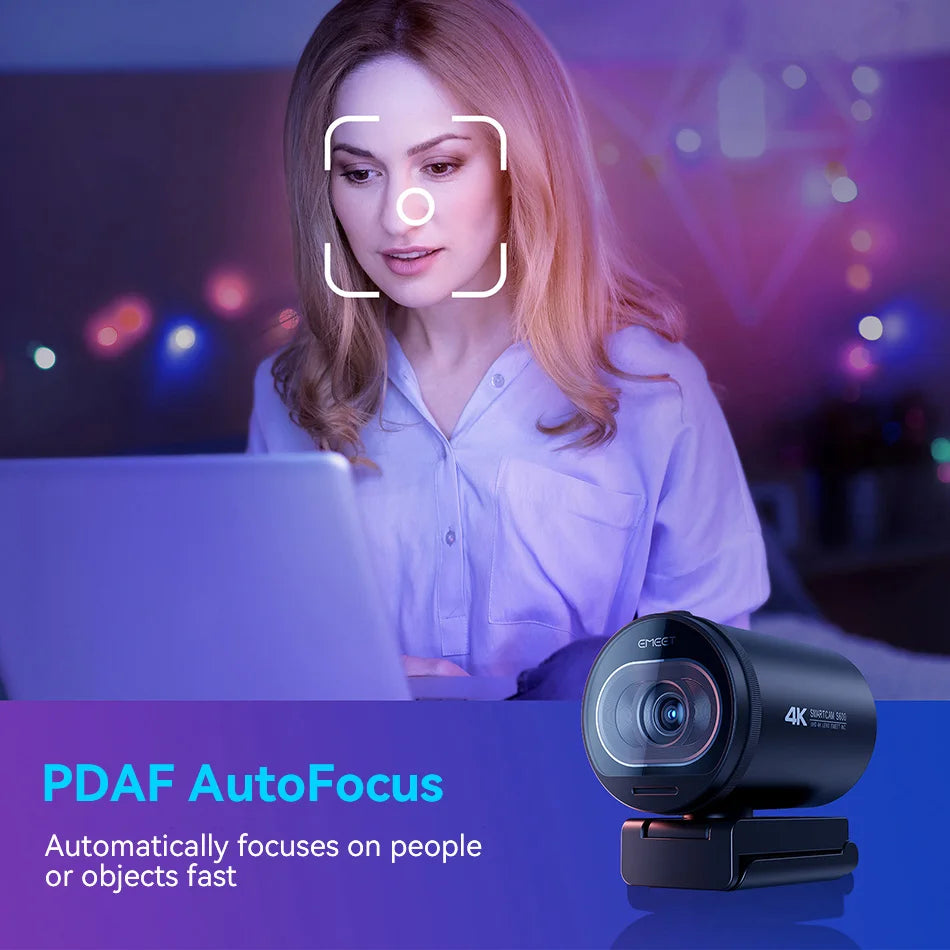 EMEET S600 Webbkamera 4K/60fps med Sony Sensor, Dubbla Mikrofoner & Integritetsskydd – TikTok & YouTube