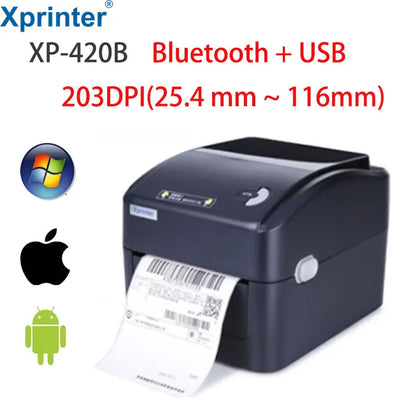 Xprinter Termisk Fraktskrivare 4" – XP-420B 460B 463B USB Bluetooth WiFi Ethernet – DHL FedEx UPS Streckkod 203dpi CE 2026