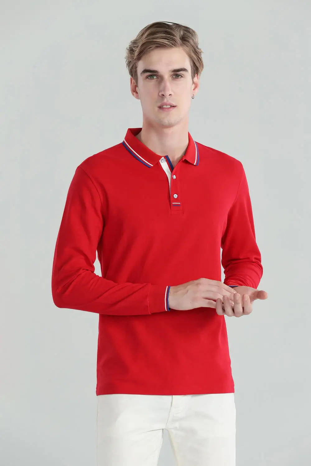 Långärmad Polo-shirt med Eget Tryck eller Logotyp – Unisex S–4XL (Asian)