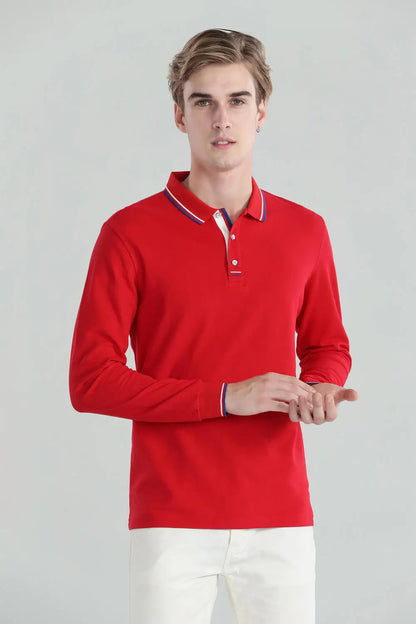 Långärmad Polo-shirt med Eget Tryck eller Logotyp – Unisex S–4XL (Asian)