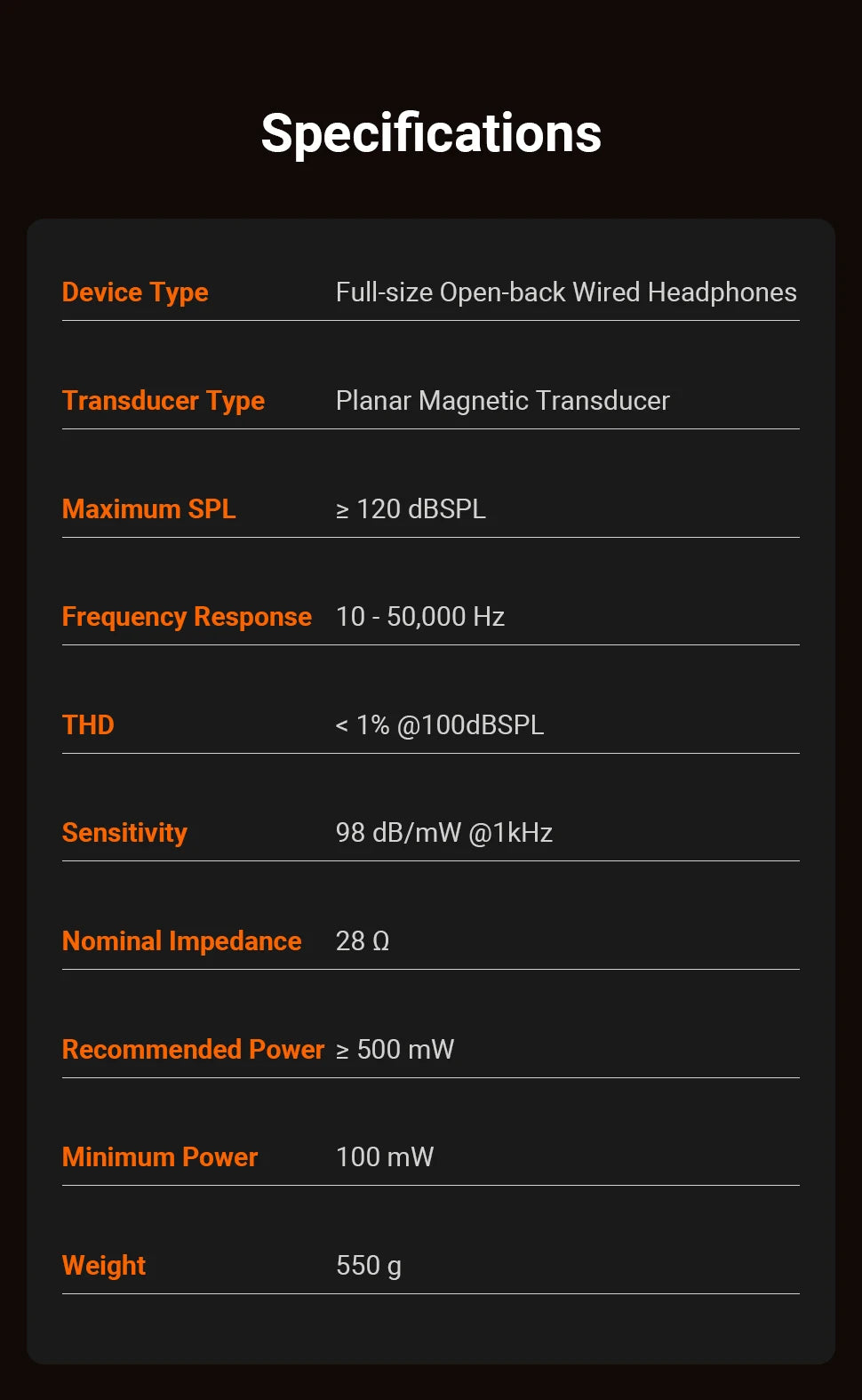 Fosi Audio i5 öppna over-ear-hörlurar med 97 mm planmagnetiska element