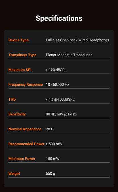 Fosi Audio i5 öppna over-ear-hörlurar med 97 mm planmagnetiska element