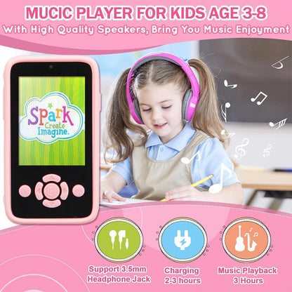 AMORUS leksakstelefon med dubbla kameror, MP3 och spel – 2,4-tumsskärm