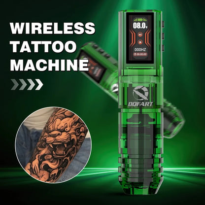 DQFART 1600mAh P2 LED Digital Display Electric Wireless Tattoo Machine Set 12V 6Colors Accessories Body Art Creative Designs