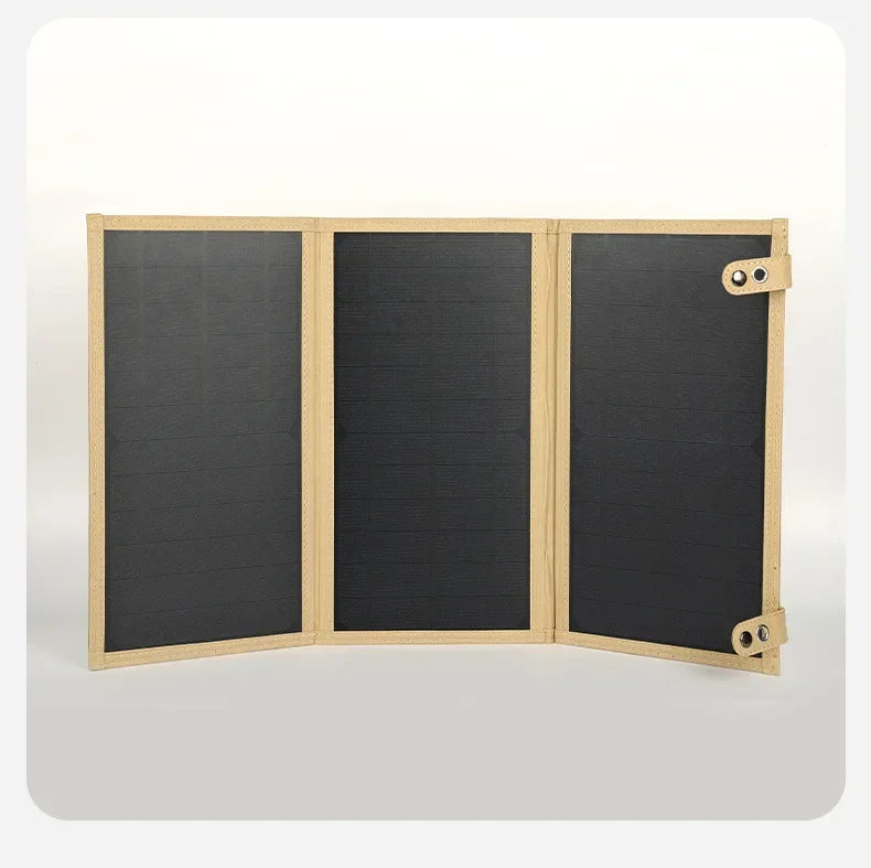 Vikbar Solpanel 60W – Monokristallin IP65 USB-C PD3.0 QC3.0 DC Camping Utomhus 850g Svart Khaki Grå