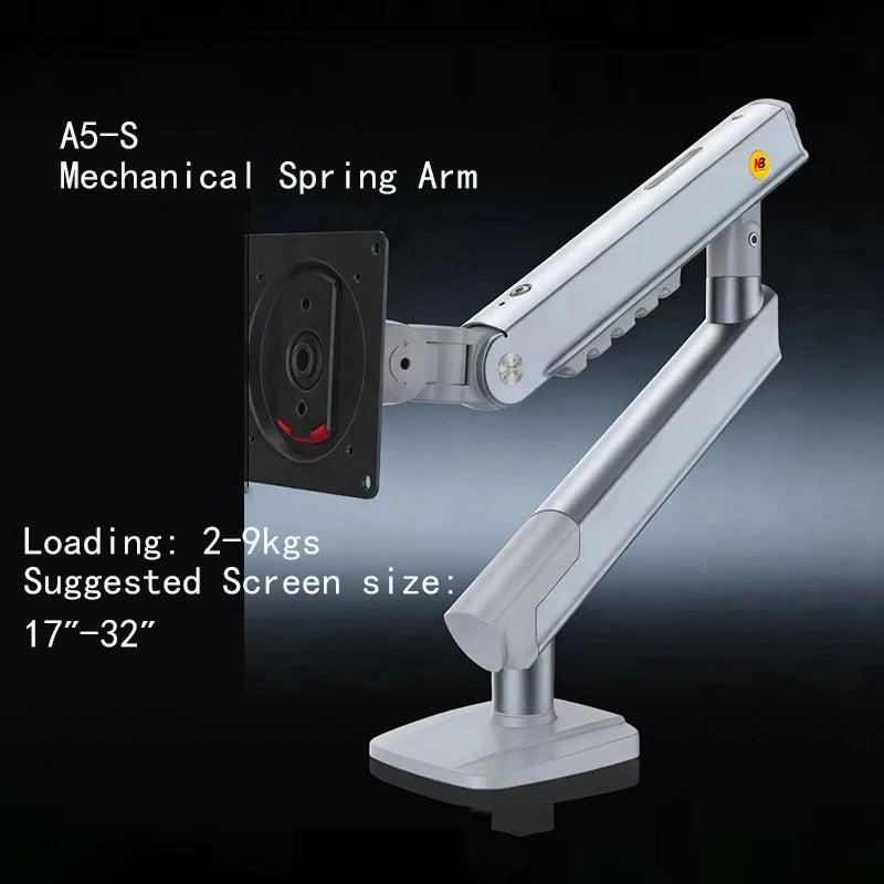 NB NORTH BAYOU F80 A5 Desktop Gas Spring 17-30" LCD LED Monitor Holder Mount Arm Full Motion Display Stand Loading 2-9 Kgs