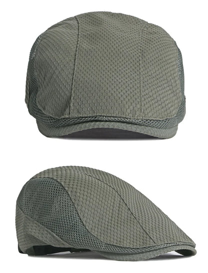 Summer Beret Hats for Man Forward Cap Women Hollow Mesh Breathable Flat Peaked Caps Fashionable Outdoor Cap Adjustable