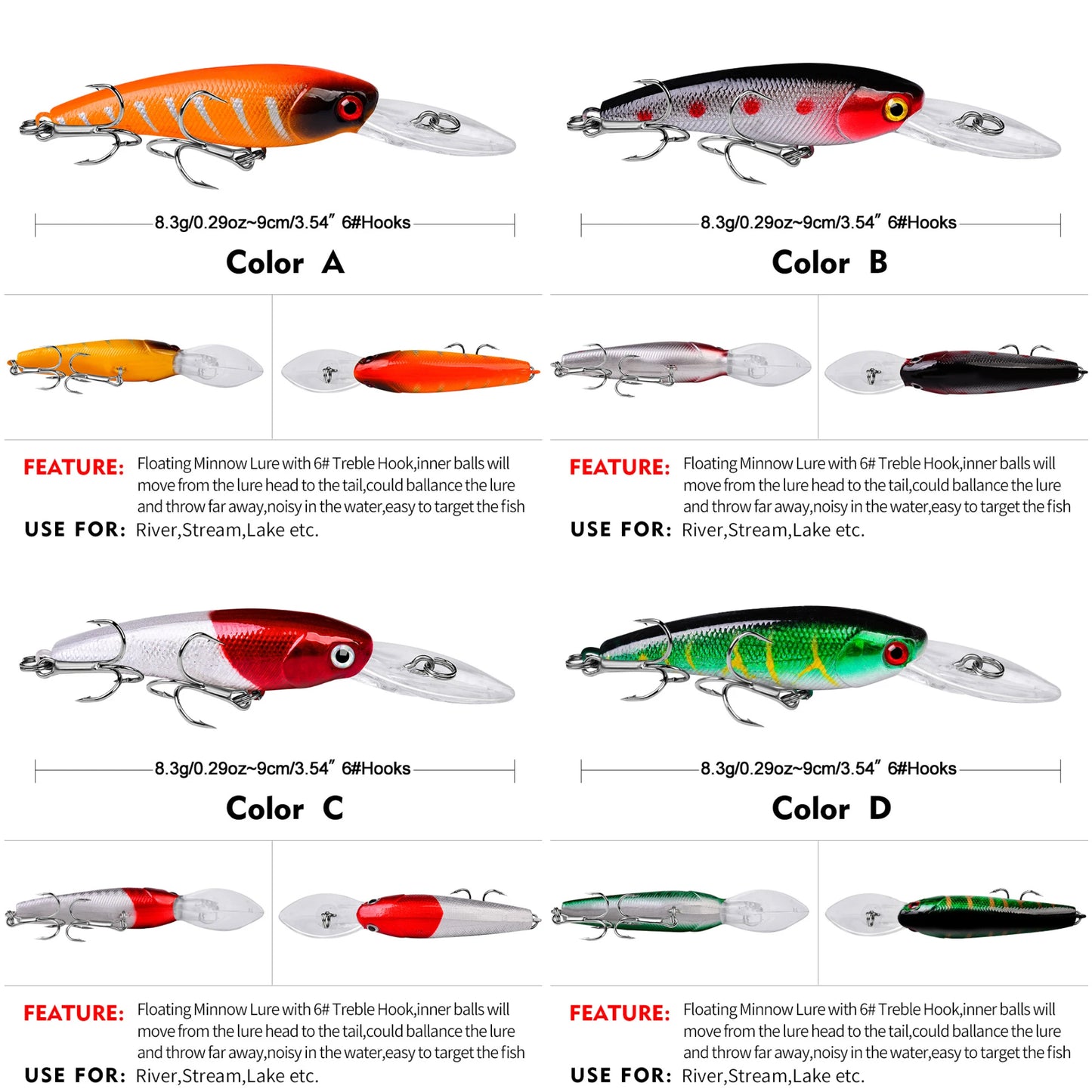 20PCS Suspending Jerkbait Minnow Lures – Slow Sinking Hard Bait with Treble Hooks for Bass Musky Zander Freshwater Saltwater