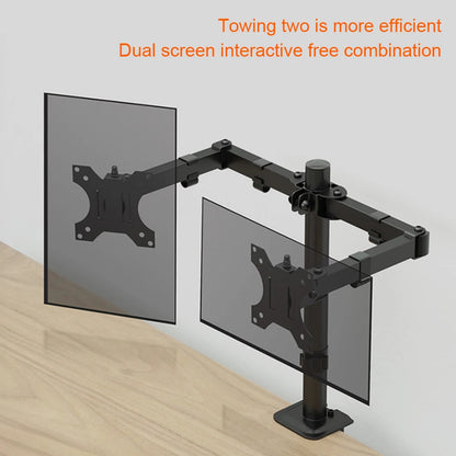 2-Way Monitor Holder Double Table Mount Rotatable Desk Mount 15-32 "Monitor Arm VESA Screen Mount