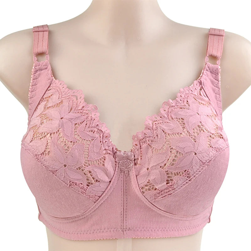 Sexy Lace Bra For Women Wire Free Bras Cotton Comfortable Underwear Soft Lingerie Push Up Big Size  46DC