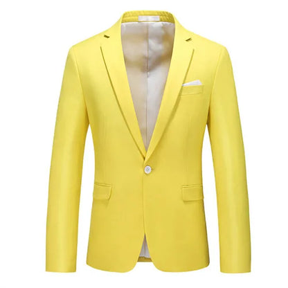 Kavaj Herr Slim Fit – Enfärgad V-ringad Blazer för Bröllop & Fest, Vår & Höst