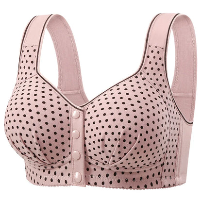 Women's One-piece Bra Fixed Cup Front Buckle Underwear Middle-aged Elderly Women Large-sized Bra Without Steel Rings Vest Bra