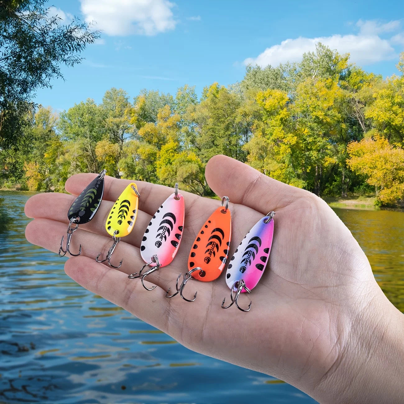 Goture 1PCS/LOT 2g/3.15g Colored S-shaped Glitter Metal Jig Spoon Spinner Fishing Lure Wobbler Bait Set Fishing Tackle